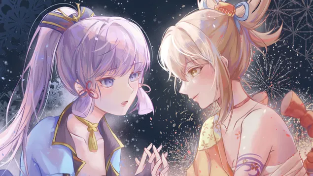 (2021) Ayaka with Yoimiya - Genshin Impact [Anime Video Game] 4K wallpaper