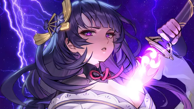 (2021) Raiden Shogun (aka 'Baal') - Genshin Impact [Videogioco anime] 4K sfondo