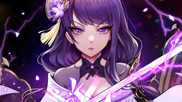 (2021) Raiden Shogun (alias 'Baal') | Genshin Impact (videogioco anime) 4K sfondo