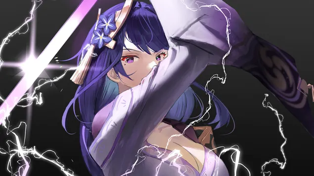 (2021) Raiden Shogun (Electro Polearm Character) - Genshin Impact (Anime Video Game) 4K 壁纸