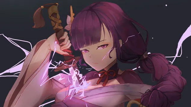 (2021) Raiden Shogun (Personaggio Electro Polearm) - Genshin Impact [Videogioco anime] 4K sfondo