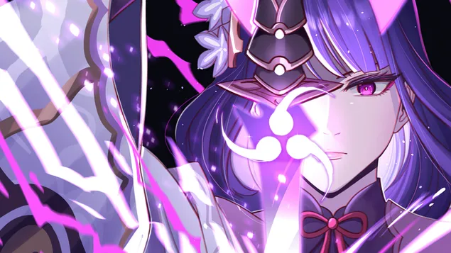 Taustakuva (2021) Raiden Shogun (Ikuisuuden jumala) | Genshin Impact (anime-videopeli) 4K