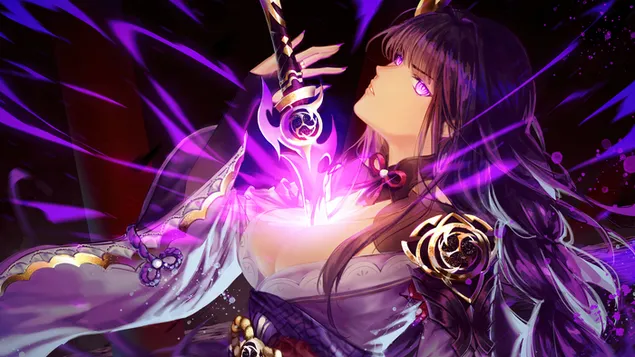 (2021) Raiden Shogun (Dewa Keabadian) | Genshin Impact [Game Video Anime] 4K wallpaper