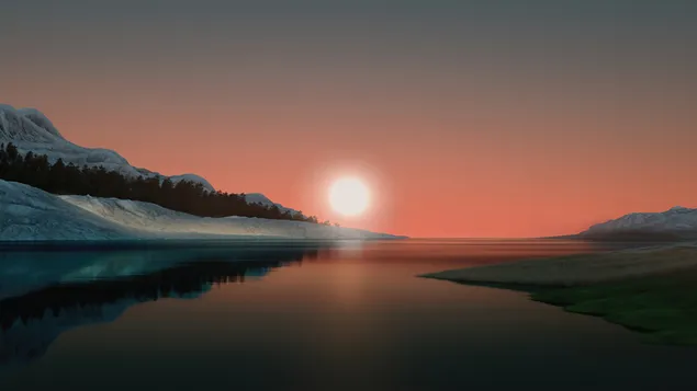 (2021) Sonnenuntergangslandschaft – Windows 11-Hintergrund
