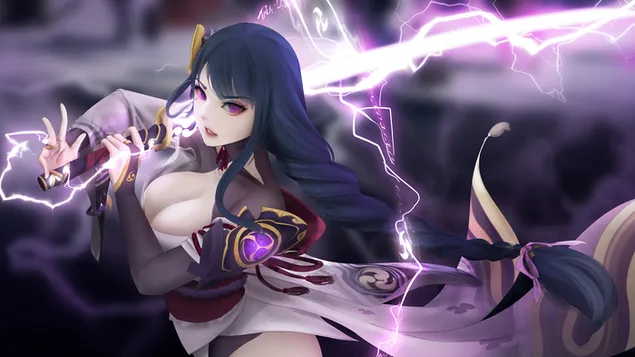 （2021）エレクトロアーコン「雷電将軍」-原神インパクト（アニメビデオゲーム） 4K 壁紙