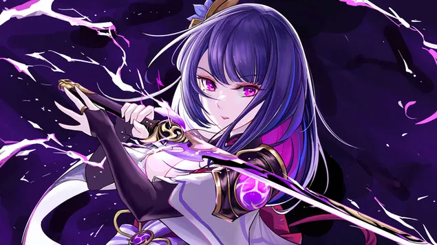 (2021) The Electro Archon 'Raiden Shogun' : Genshin Impact (Jeu vidéo animé) 4K fond d'écran