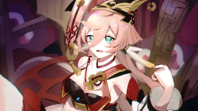 (2021) Yanfei (Postać Pyro) - Genshin Impact [Anime Video Game] 4K tapeta