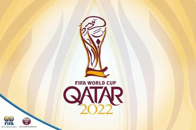 2022 fifa world cup qatar-logo op kleurrijke achtergrond
