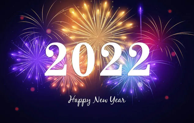 2022 gelukkig nieuwjaar vuurwerk erachter