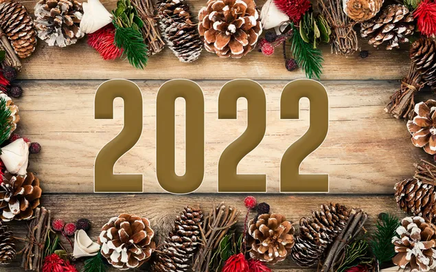 木製の背景に 2022 年新年あけましておめでとうございます