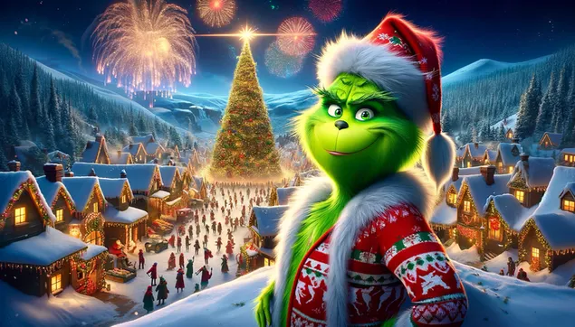 2024 nuwe jaar Grinch HD muurpapier