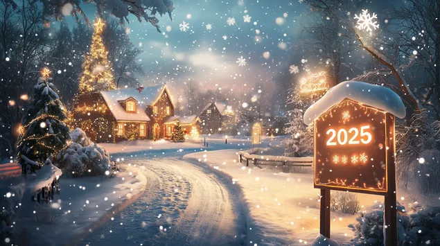 2025 szczesliwego nowego roku z zimowym widokiem pobierz