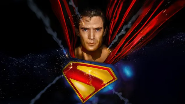 Poster hitam film Superman tahun 2025 4K wallpaper