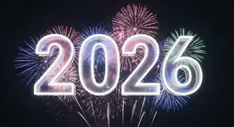 Неоновое сияние 2026: пастельный фейерверк за стеклянным праздничным номером 8K обои