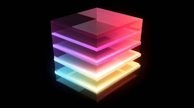 פירוק קוביית תלת מימד להדרגתי ניאון קורן 4K טפט