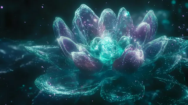 زهرة ثلاثية الأبعاد ذات بتلات بلورية مشعة 2K خلفية