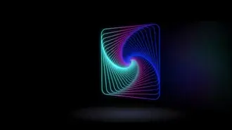 Reka bentuk segi empat sama geometri 3D dengan cahaya neon HD kertas dinding