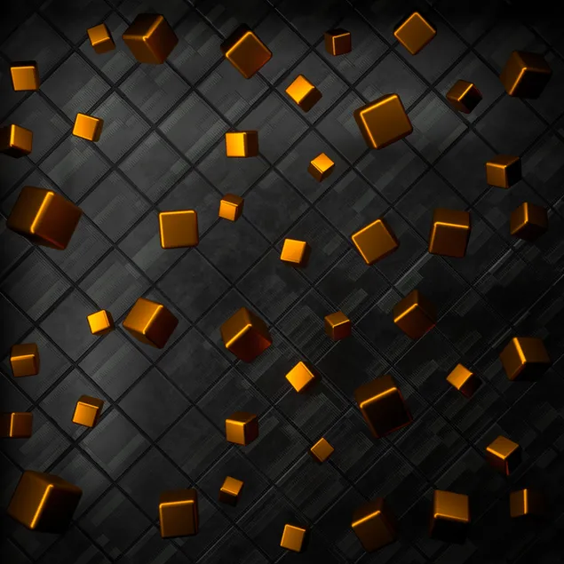 Padre de cubos de oro 3D 4K fondo de pantalla