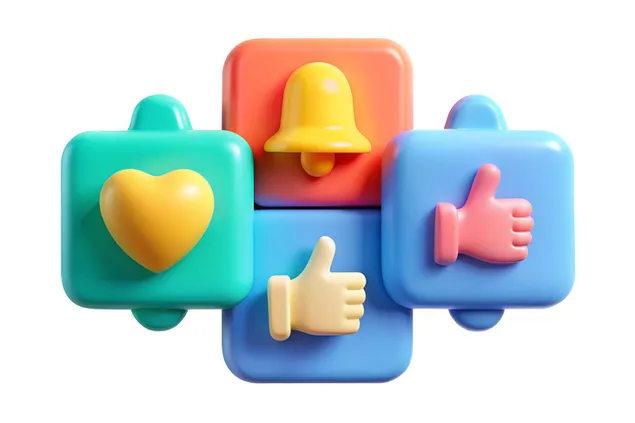 Шпалери 3D маркетингові іконки на яскравому білому тлі з грайливими кольорами та елегантним видом 4K