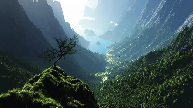 3D realistic nature Cove HD wallpaper
