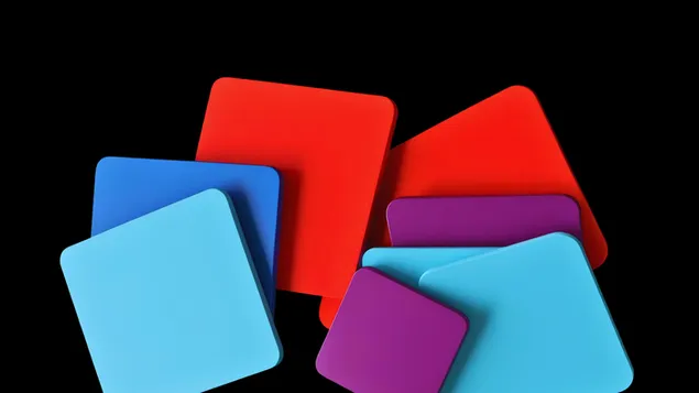 พื้นหลังเดสก์ท็อป 3D สี่เหลี่ยมสีแดง สีม่วง สีน้ำเงิน สีน้ำเงินอมเขียว 4K วอลเปเปอร์