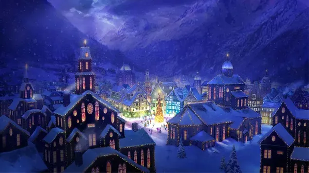 A beautiful Christmas town HD wallpaper download