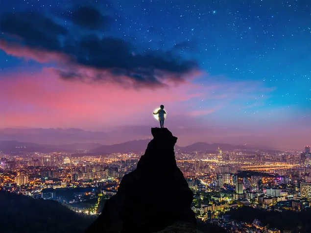 Taustakuva Poika nappasi kuun Rock Cliffistä 4K