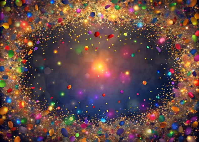 Konfeti palei sieną su neutraliu centru, puikiai tinka šventiniam dizainui 4K ekrano užsklanda