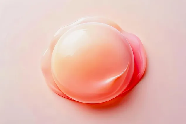 Tapeta Detailní makro snímek měkké růžové krémové textury s bublinkami a kapkami 4K