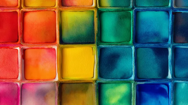 izgled otblizo na abstraktna reshetka ot palitra za akvarelni boi izteglyane