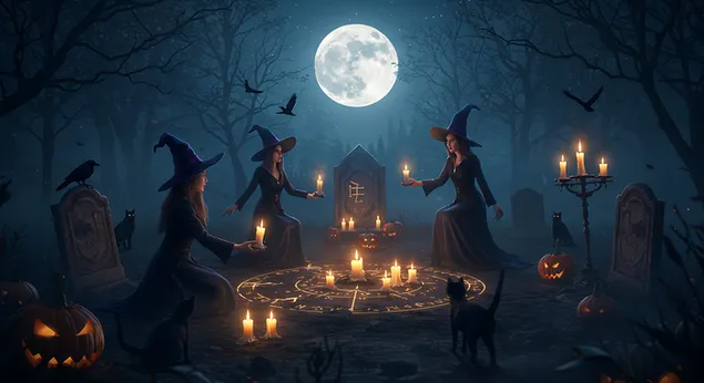 자정 마녀 의식 2K 배경화면