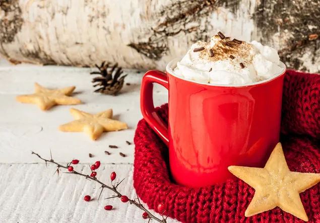 a cup of smores in cold winter christmas download