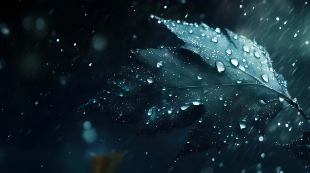 Tapeta Kapající list vyzařuje pod bouřlivým éterickým světlem 4K