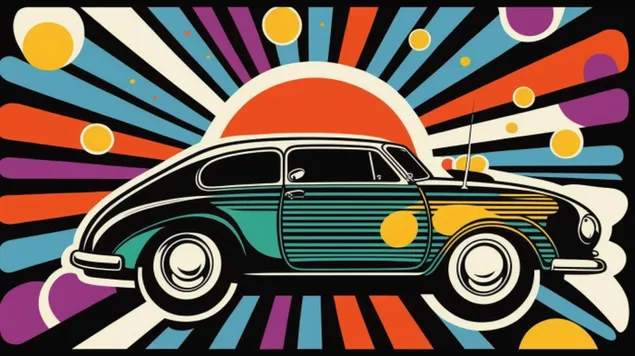 uma fusao do passado e do presente: um design pop art vibrante e dinamico de um carro classico download