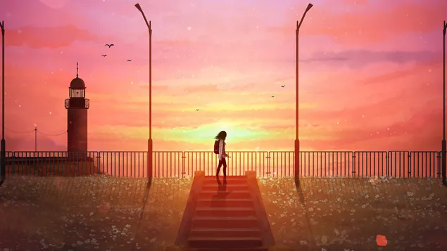 een meisje dat 's avonds alleen loopt download