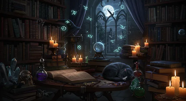 女巫的圖書館 2K 壁紙
