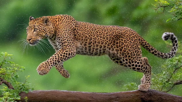 Taustpilt Leopard hüppab oksalt 2K