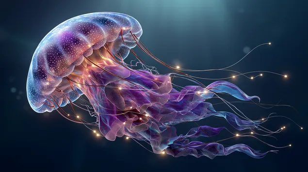 eng majesteitesch gluhend quall, dei an enger deiwer ozeanemfeld schwemmt eroflueden