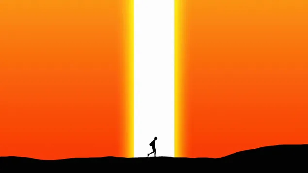 مردی در تپه های آسمان غروب کاغذدیواری  4K