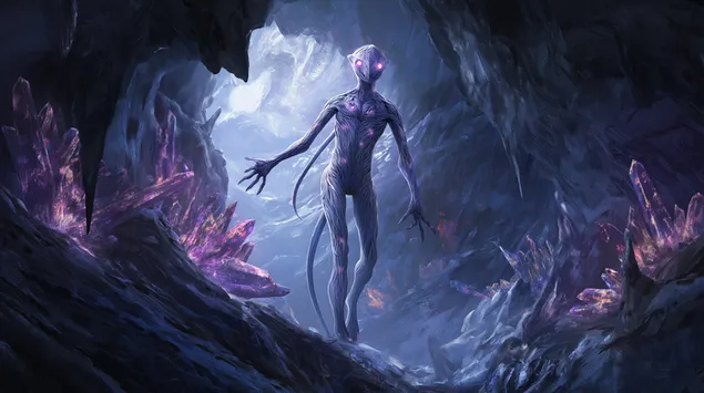 en mystisk humanoid romvesen med forlengede lemmer nedlasting