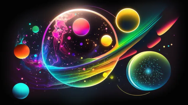 turas neon-soilsithe tri realtra teibi ildaite le realtai agus plaineid lonracha ioslodail