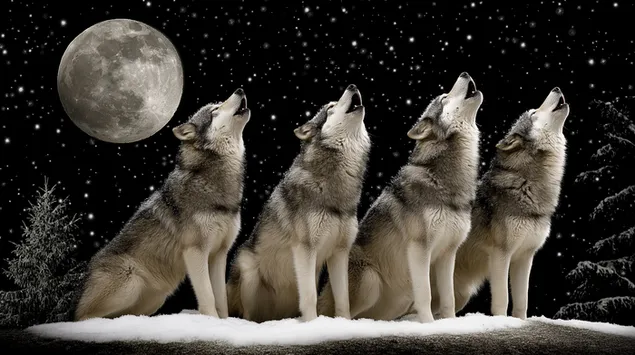 krdelo volkov, ki tulijo v nocno nebo prenos