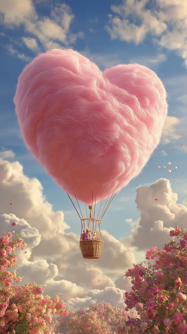 e rosa haerzfermege ballon a form vu kotteng eroflueden