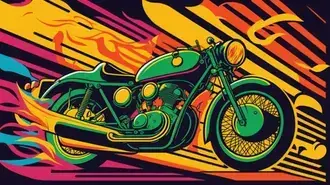 pop-art ilustrace klasickeho motocyklu stahnout