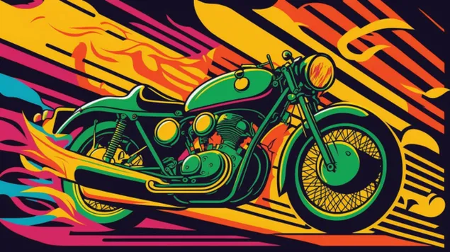 Поп арт илюстрация на класически мотоциклет 8K тапет