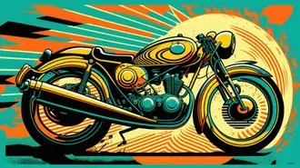 pop-artova ilustrace klasickeho motocyklu stahnout