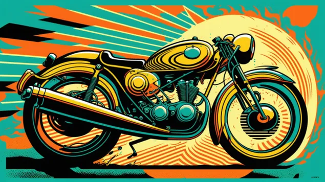 uma ilustracao pop art de uma motocicleta classica download