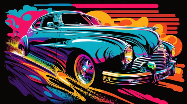 uma versao pop art que enfatiza as curvas elegantes e as caracteristicas distintivas de um carro classico download
