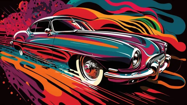 uma pop art com curvas elegantes e caracteristicas distintivas de um carro classico download