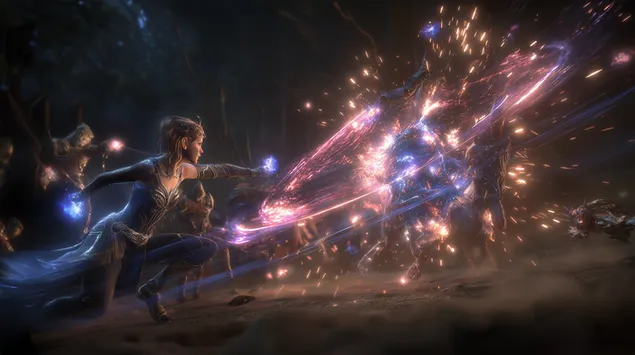 Galinga burtininkė išlaisvina ryškią magišką energiją ir putojančias atakas prieš nematomus priešus. 2K ekrano užsklanda